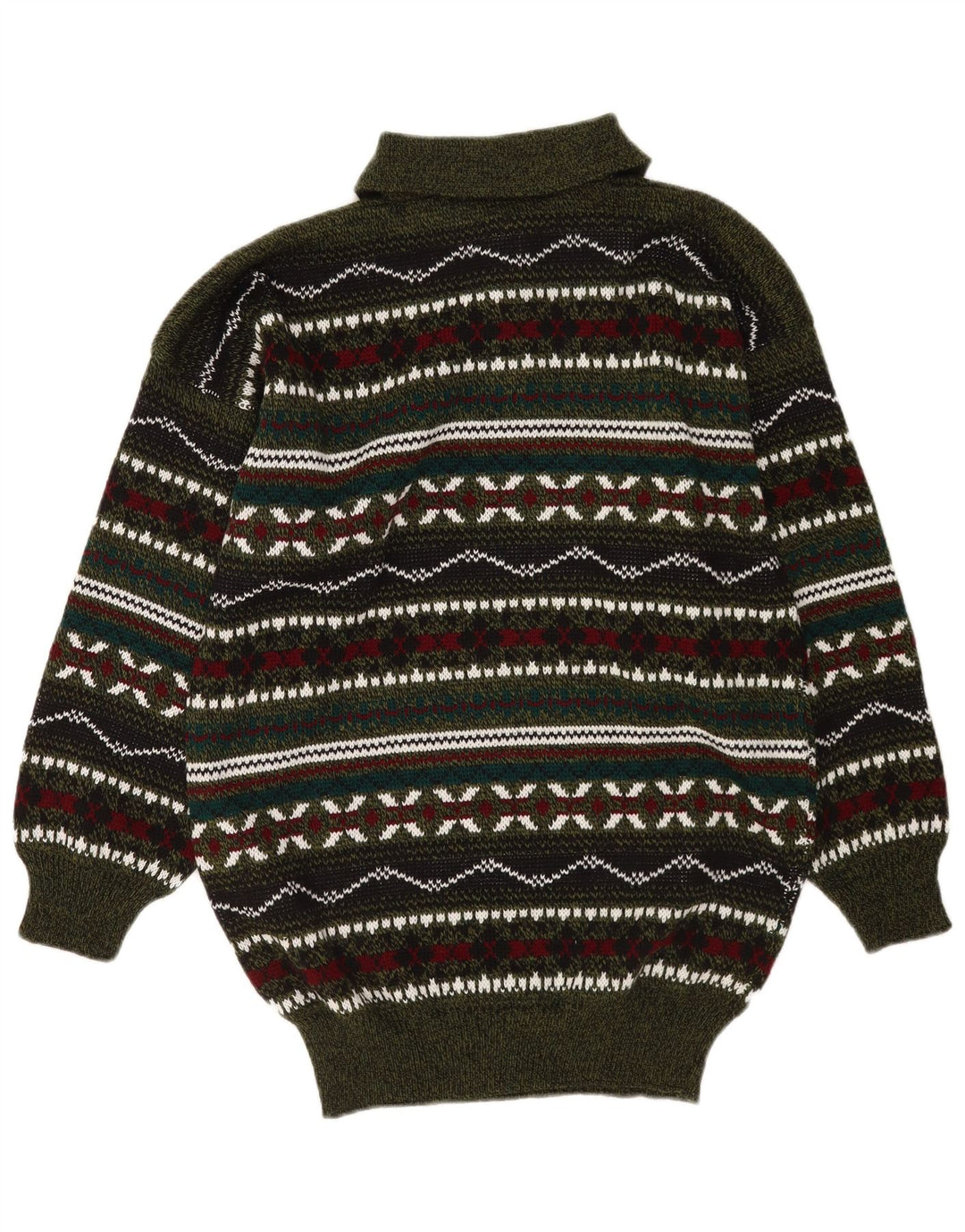 vintage Mens Polo Neck Jumper Pull Moyen Multicolore Géométrique