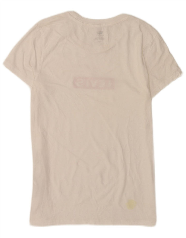 Levi's T-Shirt Graphique Femme UK 8 Small Blanc Coton