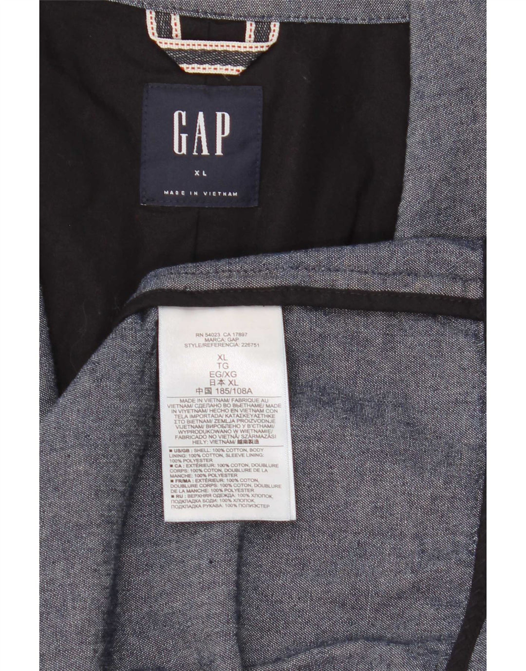 Gap Veste Blazer 2 Boutons Homme UK 42 XL Bleu Marine Coton