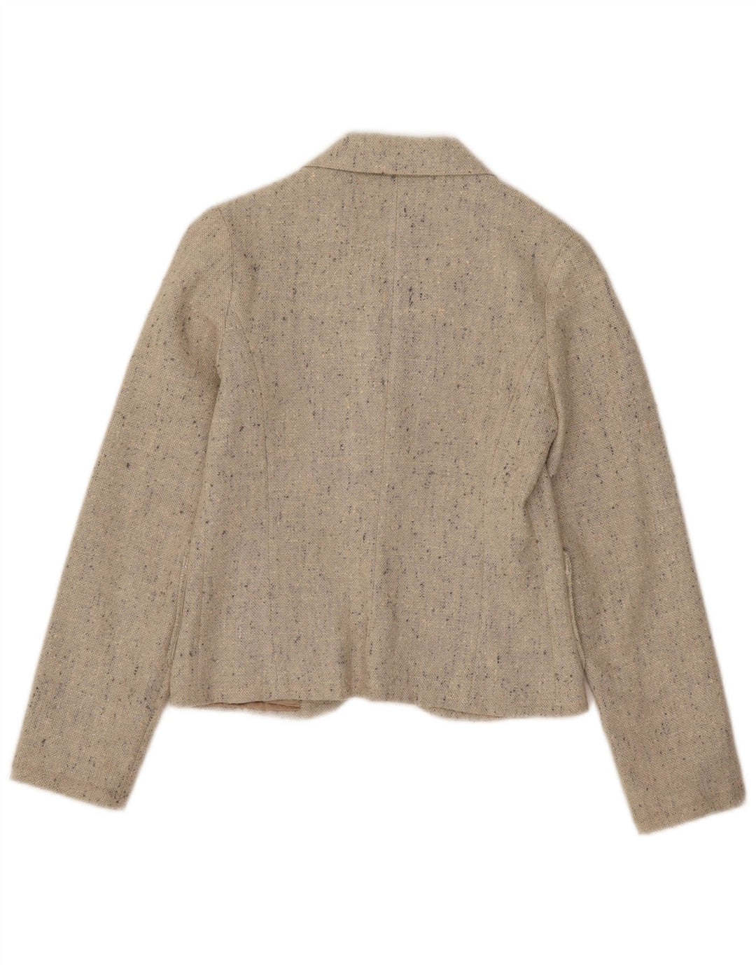 vintage Femmes Crop 1 Bouton Blazer Veste UK 4 XS Beige Moucheté