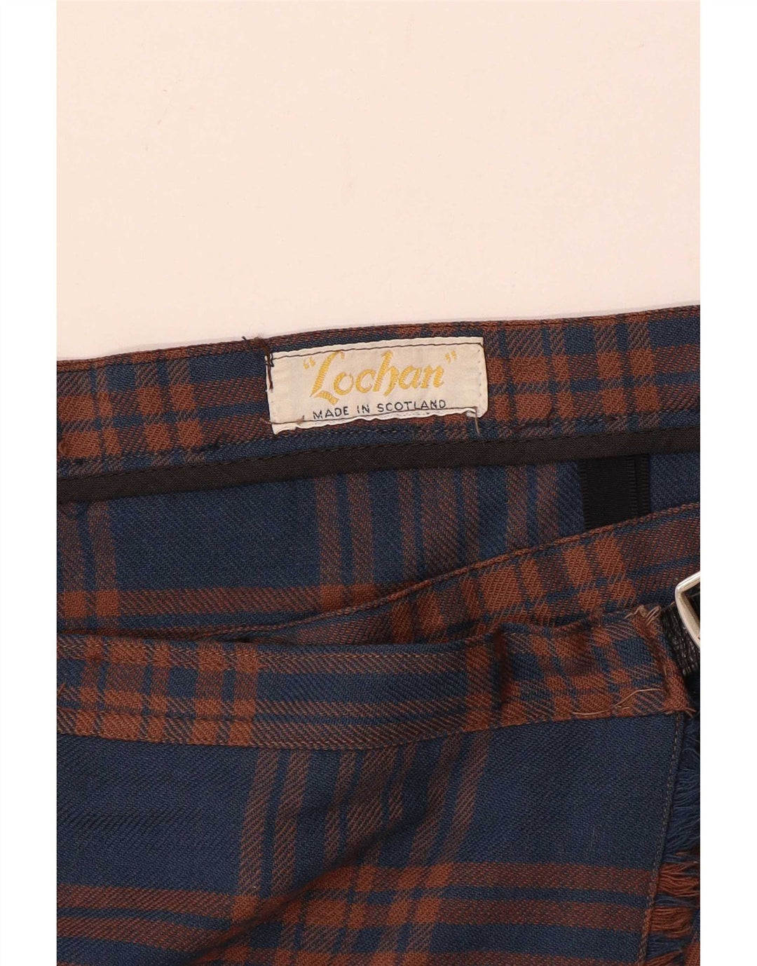 vintage Femme Jupe portefeuille plissée W32 Grand Carreau Bleu Marine