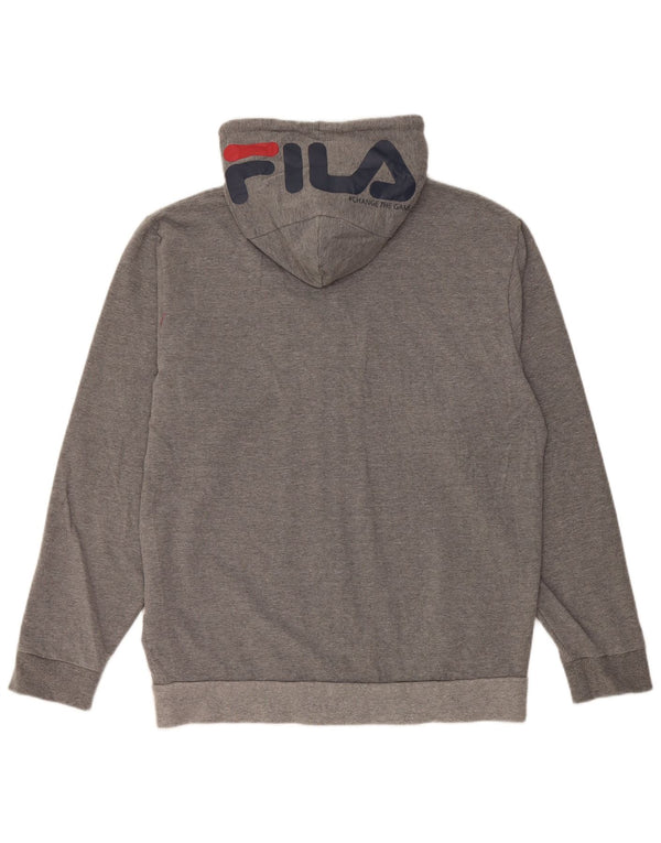 Fila Mens Graphic Zip Hoodie Sweater 2XL Grey Cotton
