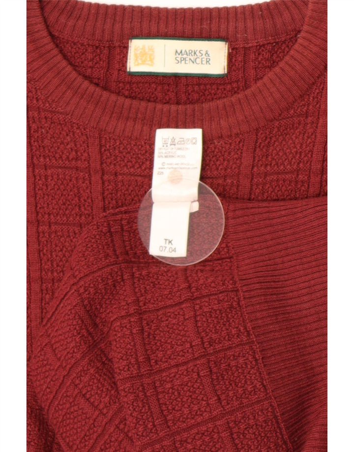 Marks & Spencer Pull Col Ras du Cou Homme Rouge Moyen Acrylique
