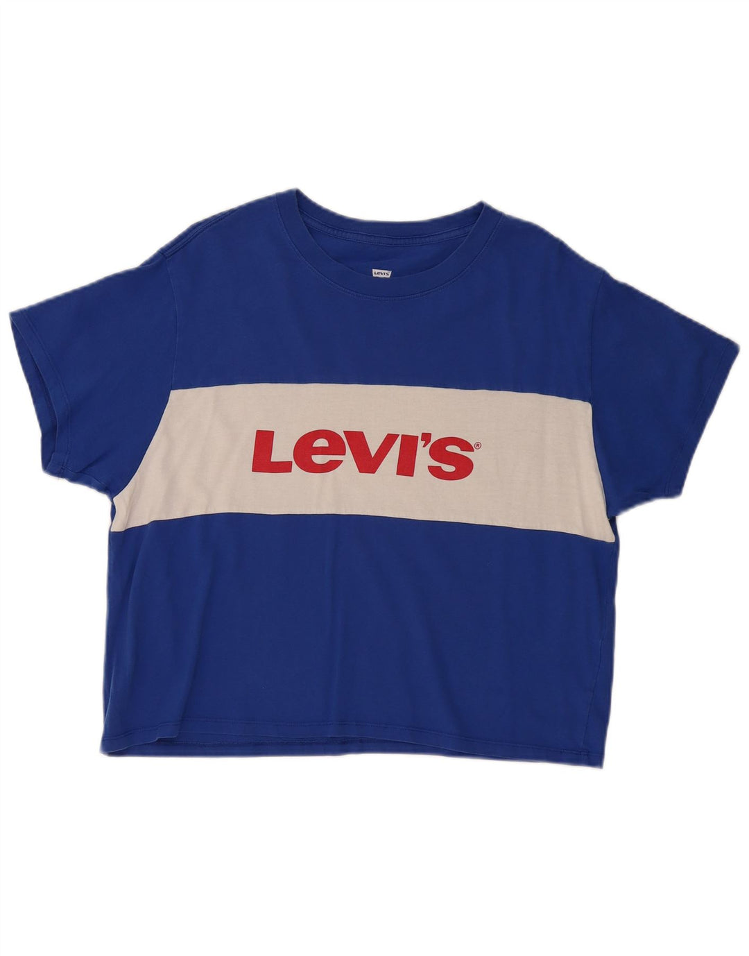 Levi's T-Shirt Graphique Femme UK 14 Bleu Moyen Colourblock