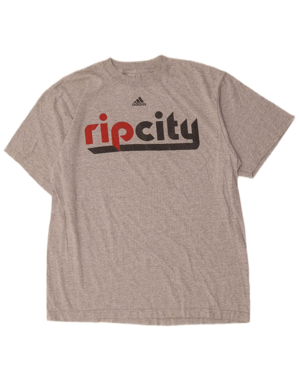 Adidas T-shirt graphique pour hommes, grand, gris, coton