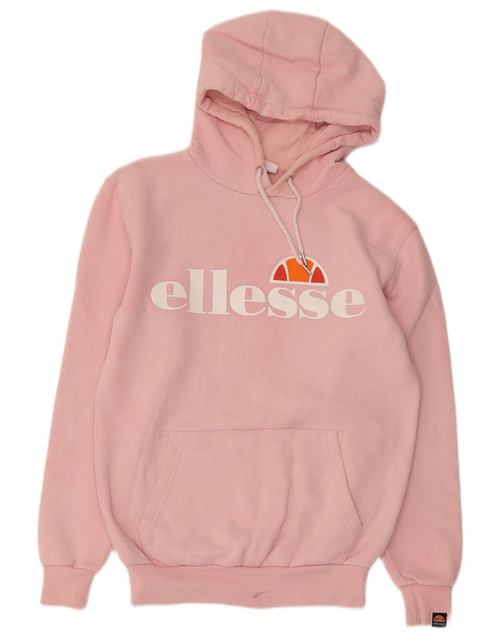 ELLESSE Pull à capuche graphique surdimensionné pour femme UK 8 Petit coton rose
