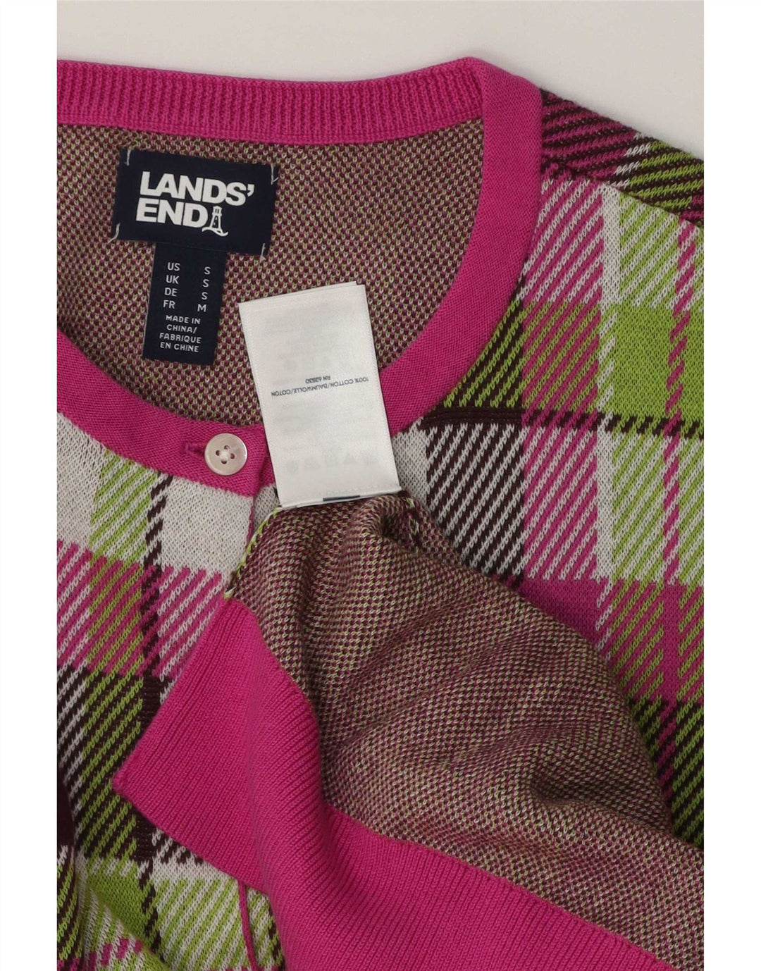 Lands End Cardigan surdimensionné pour femme UK 10 Petit carreaux multicolores