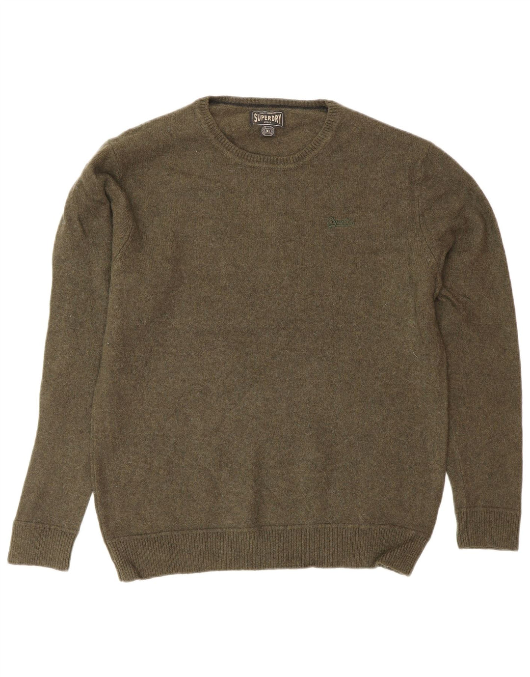 SUPERDRY Pull ras du cou pour femme UK 20 2XL Vert Laine