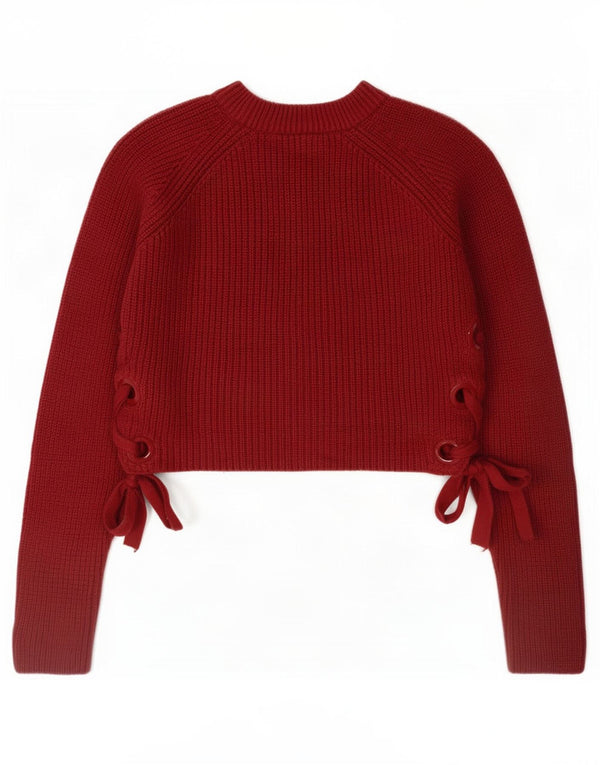 Topshop Pull court à col roulé pour femme UK 10 Petit Bordeaux