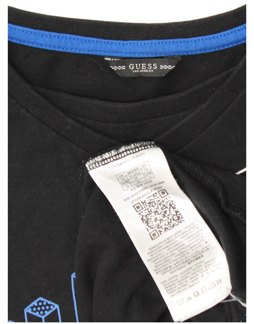 GUESS Boys Graphic Top Long Sleeve 9-10 Years Black Cotton