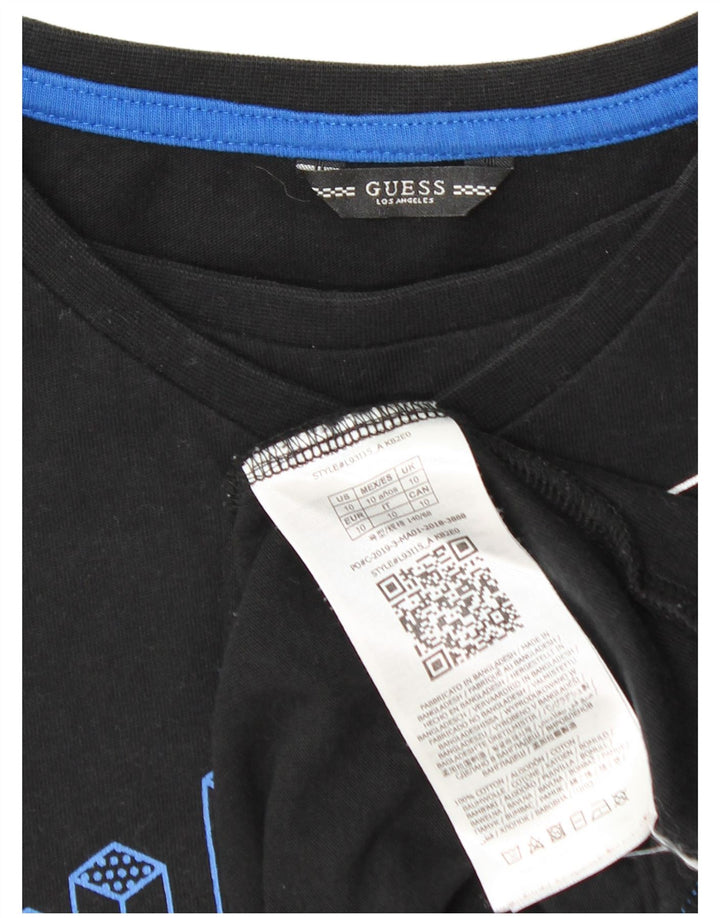 GUESS Boys Graphic Top Long Sleeve 9-10 Years Black Cotton