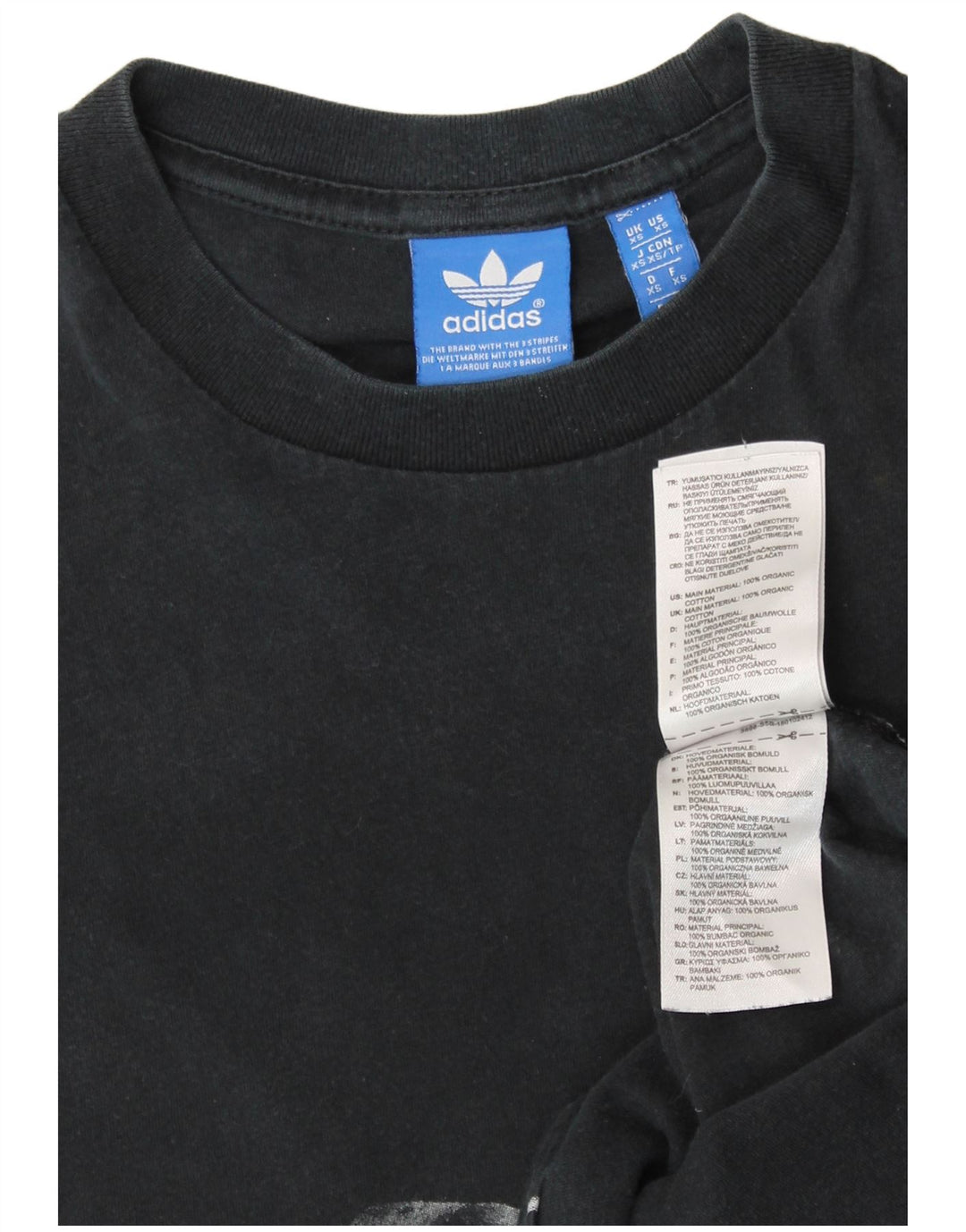 Adidas T-shirt graphique pour femme UK 6 XS Noir Coton