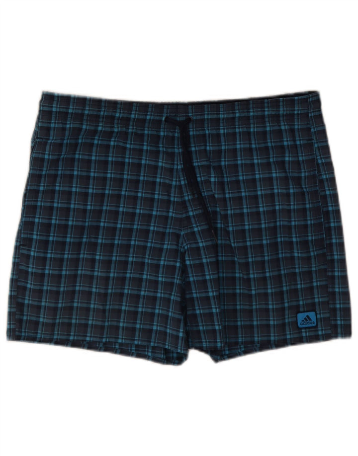 Adidas Short de bain homme petit bleu marine à carreaux en polyester