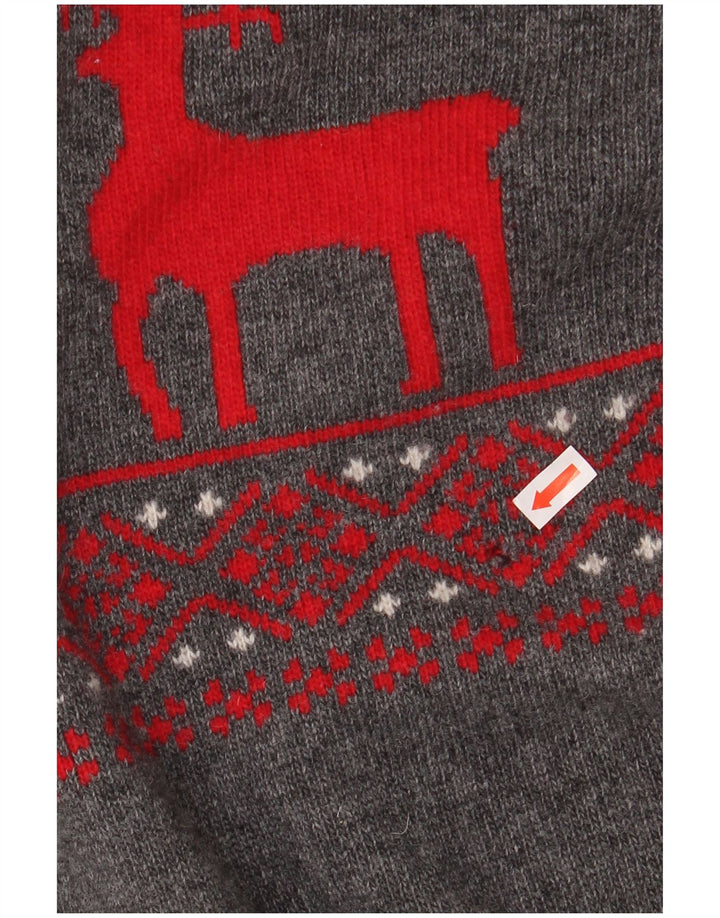 BARBOUR Pull à col châle pour garçon 15-16 ans 2XL Gris Fair Isle Wool