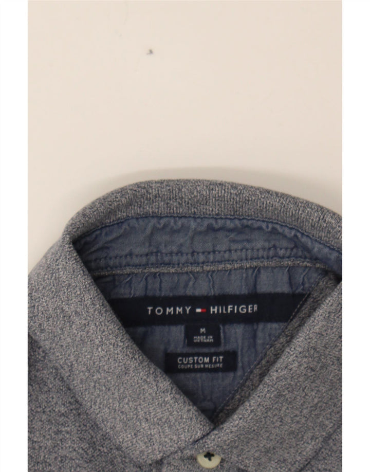 TOMMY HILFIGER Mens Custom Fit Polo Shirt Medium Grey Colourblock Vintage Tommy Hilfiger and Second-Hand Tommy Hilfiger from Messina Hembry 