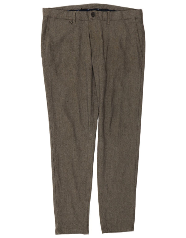 Zara Pantalon Chino Slim Homme EU 42 Large W32 L29 Gris Polyester