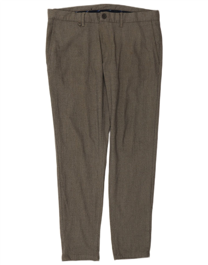 Zara Pantalon Chino Slim Homme EU 42 Large W32 L29 Gris Polyester