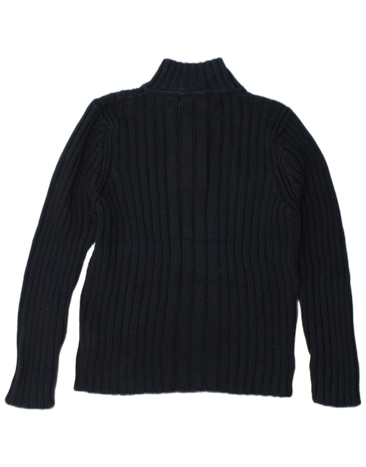 Zara Pull à col boutonné pour homme en coton bleu marine Large