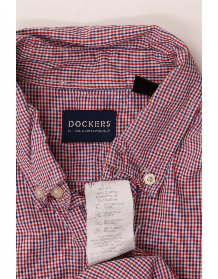 Dockers Chemise à Manches Courtes Homme Rouge Moyen Vichy Coton