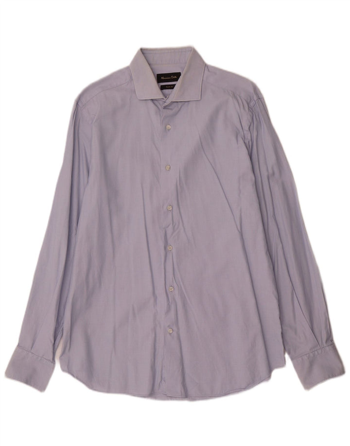 Massimo Dutti Chemise slim fit pour homme Taille 41 16 Grand Bleu
