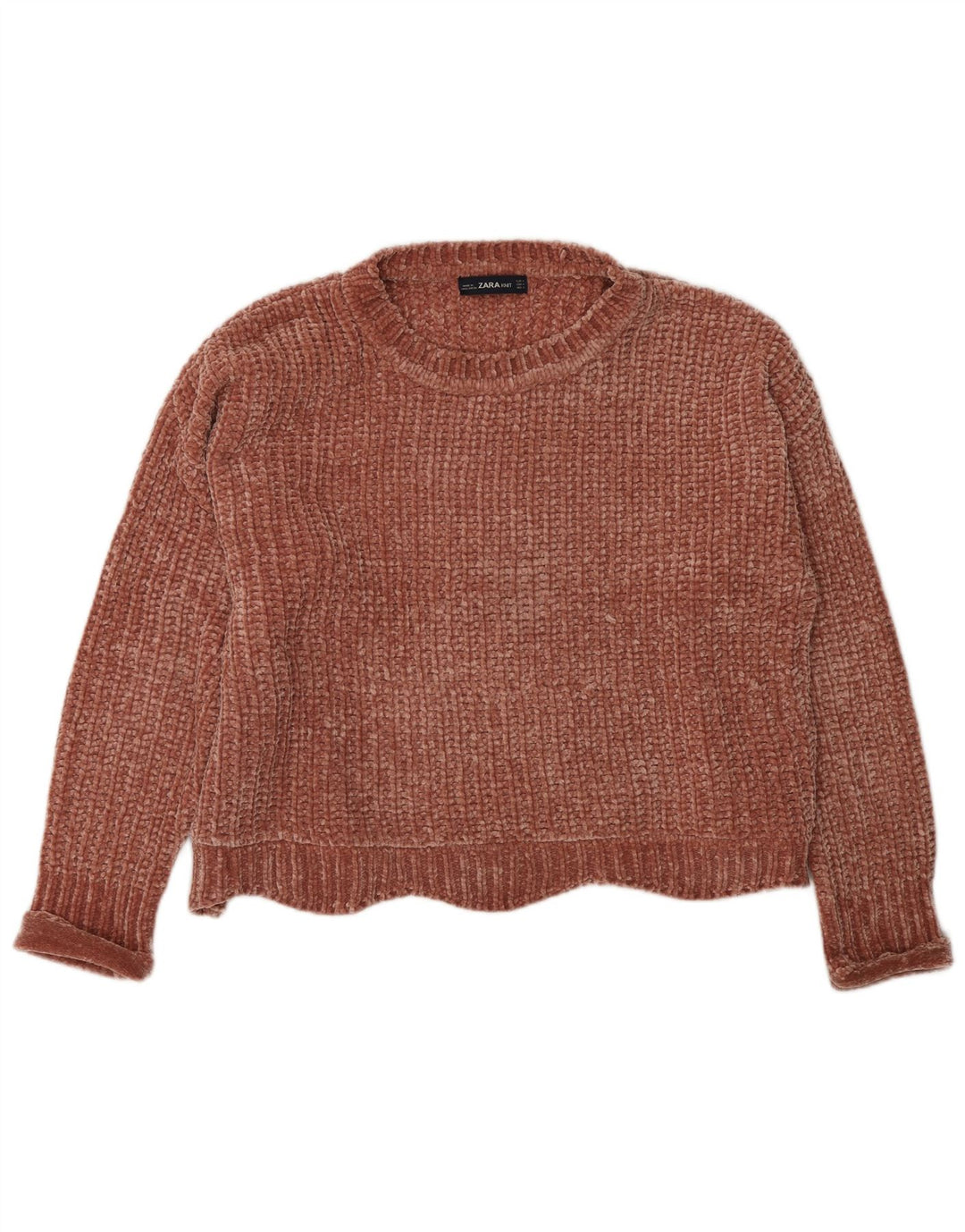 Zara Pull col bateau pour femme UK 14 Marron moyen Polyester