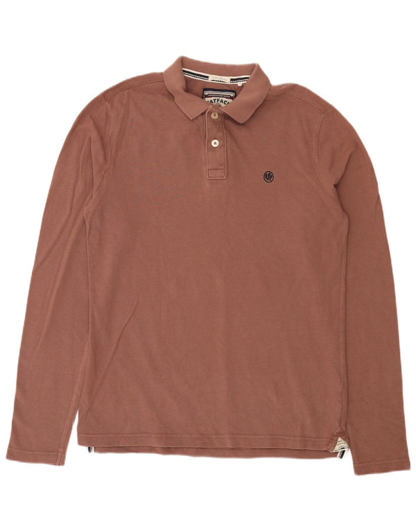 Fat Face Polo à Manches Longues Homme Marron Moyen Coton