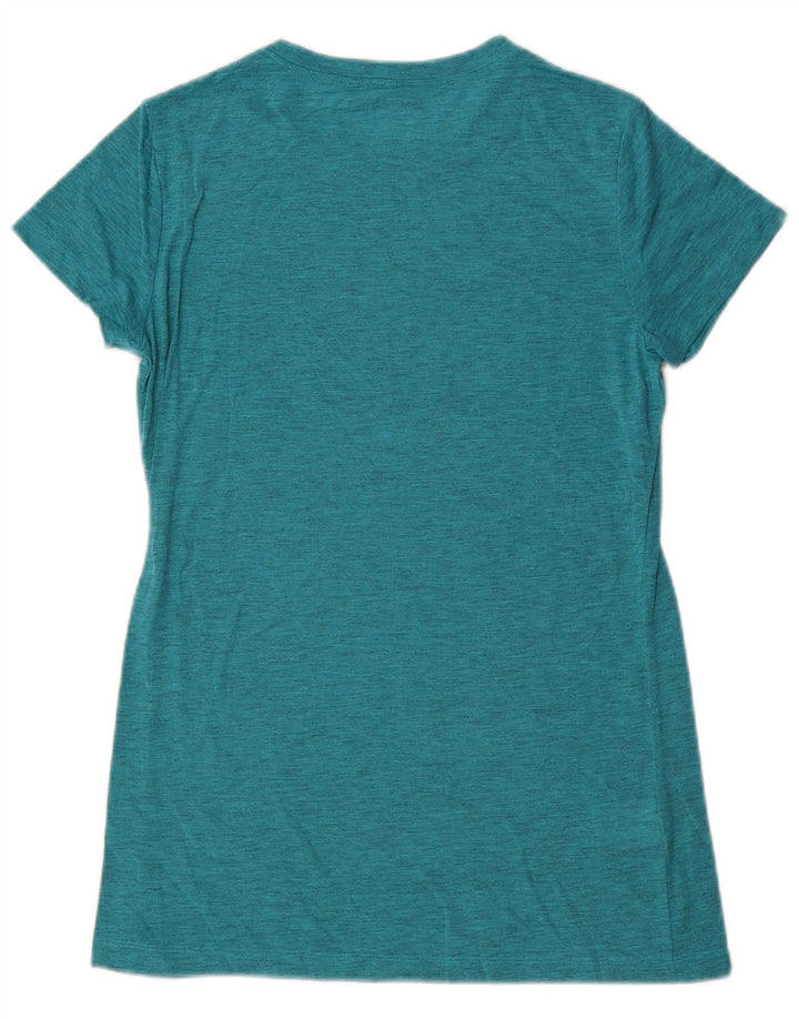 EDDIE BAUER T-Shirt Femme Top UK 10 Petit Vert Moucheté Polyester