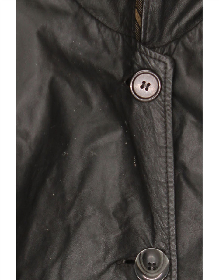 Manteau en cuir à capuche femme vintage IT 44 Cuir noir moyen