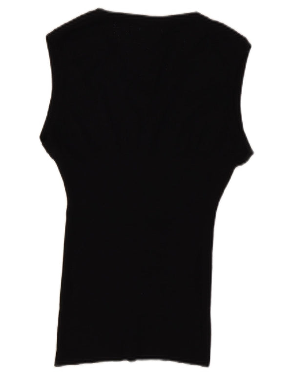 Benetton Débardeur Femme UK 14 Large Laine Noire
