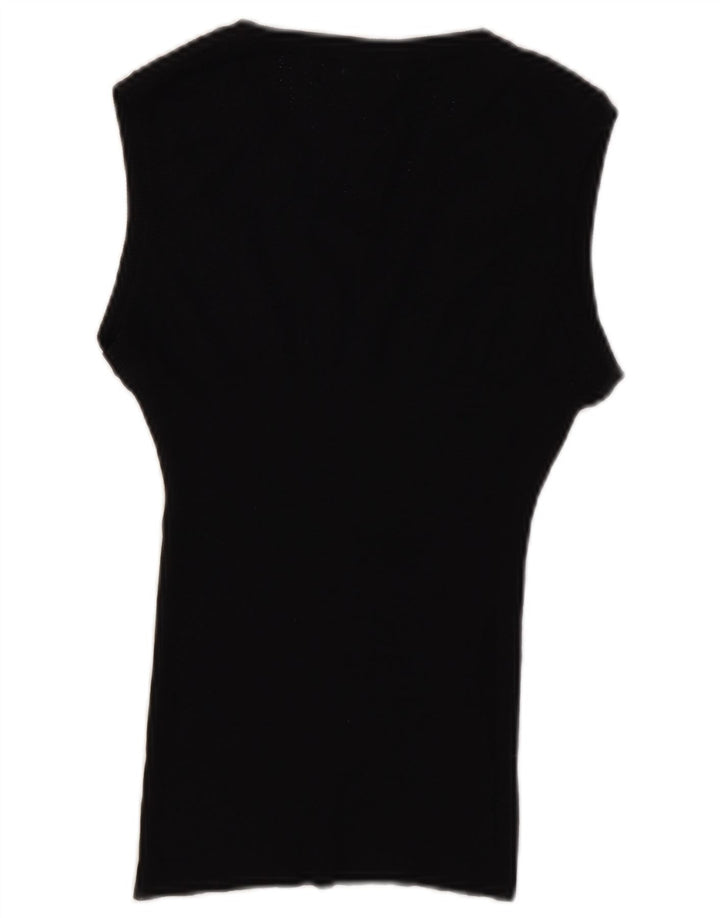 Benetton Débardeur Femme UK 14 Large Laine Noire