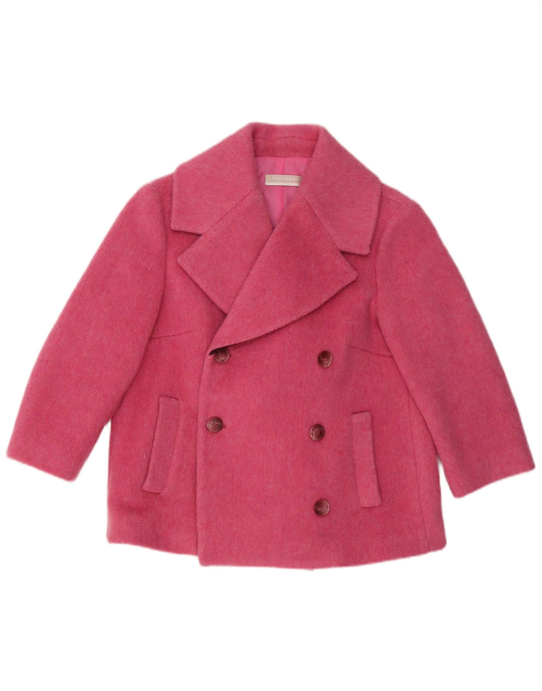 Stefanel Femmes Courtes Manches 3/4 Caban US 8 Laine Rose Moyen