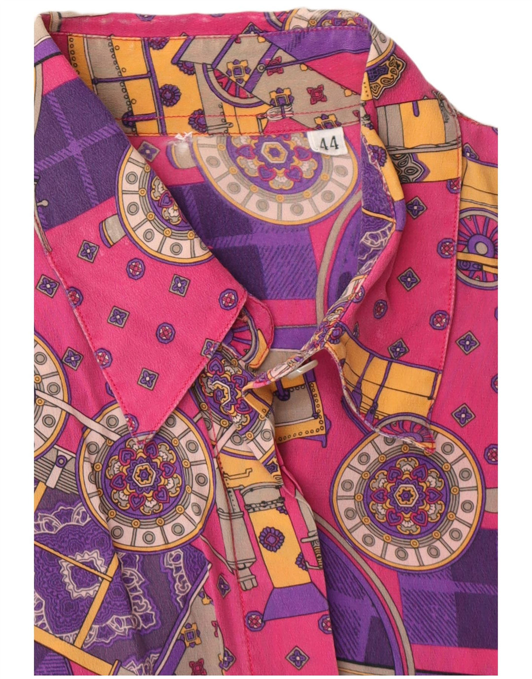 VINTAGE Chemisier à motif abstrait pour femme IT 44 Rose moyen