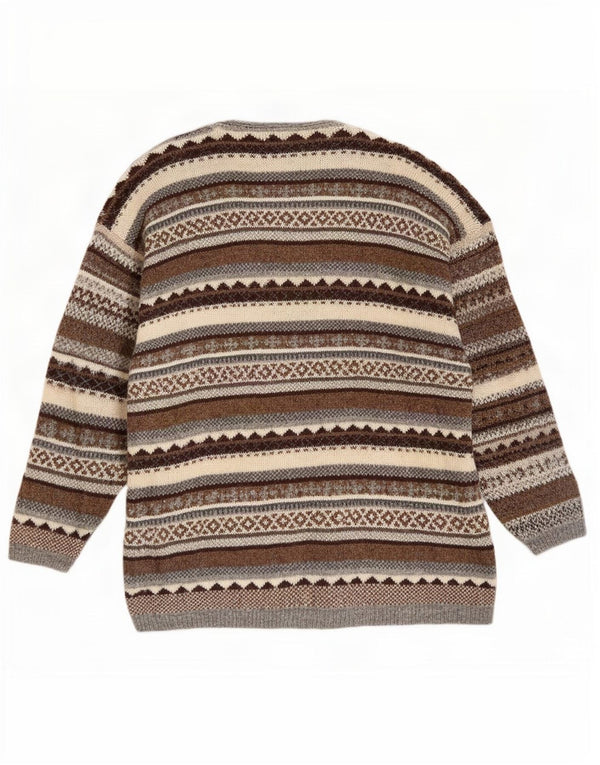 Tulchan Cardigan pour femme UK 14 Marron moyen Fair Isle Laine vierge