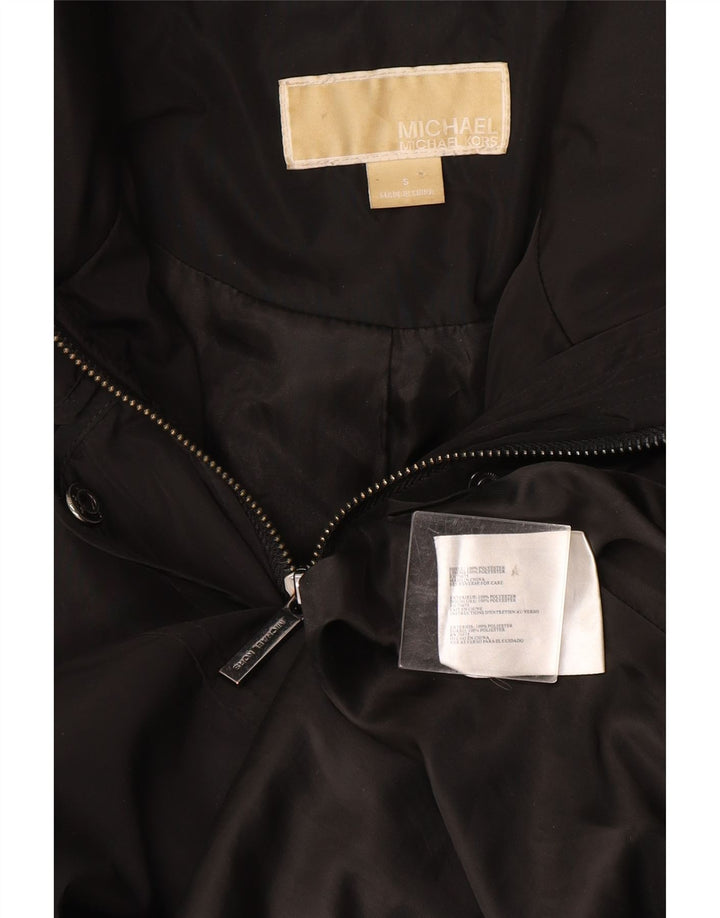 Michael Kors Veste Parka à capuche pour femme UK 10 Petit Noir Polyester
