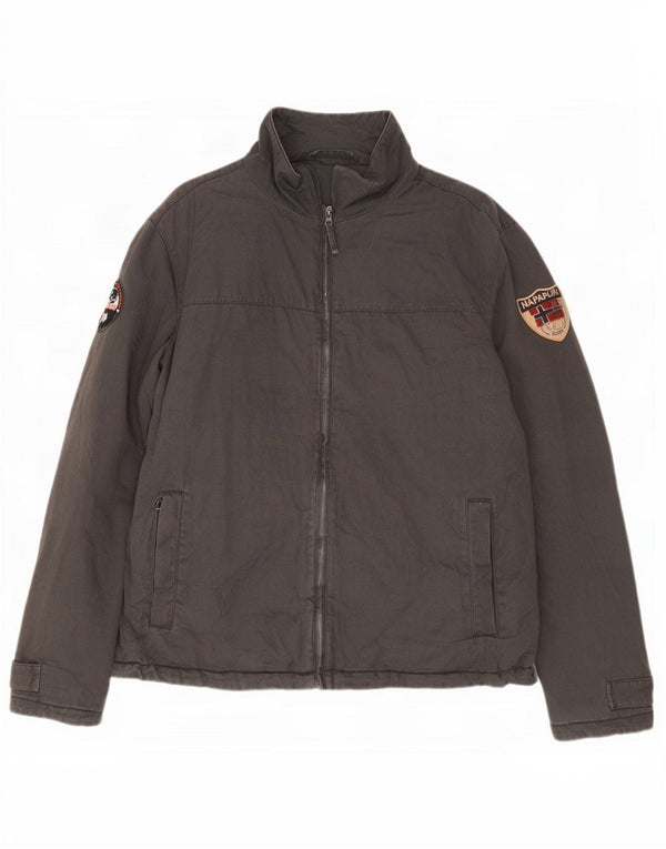 Napapijri Veste Bomber Geographic Homme UK 44 2XL Gris Coton