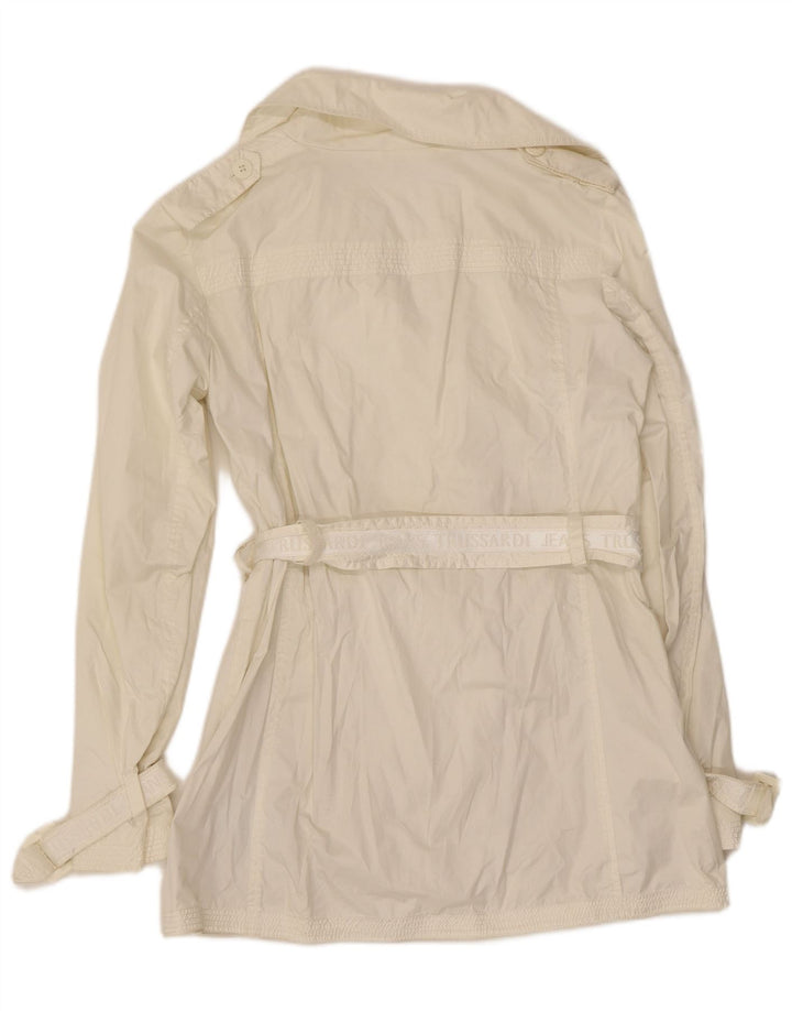 Trussardi Jeans Trench Femme IT 42 Moyen Blanc Cassé Polyester
