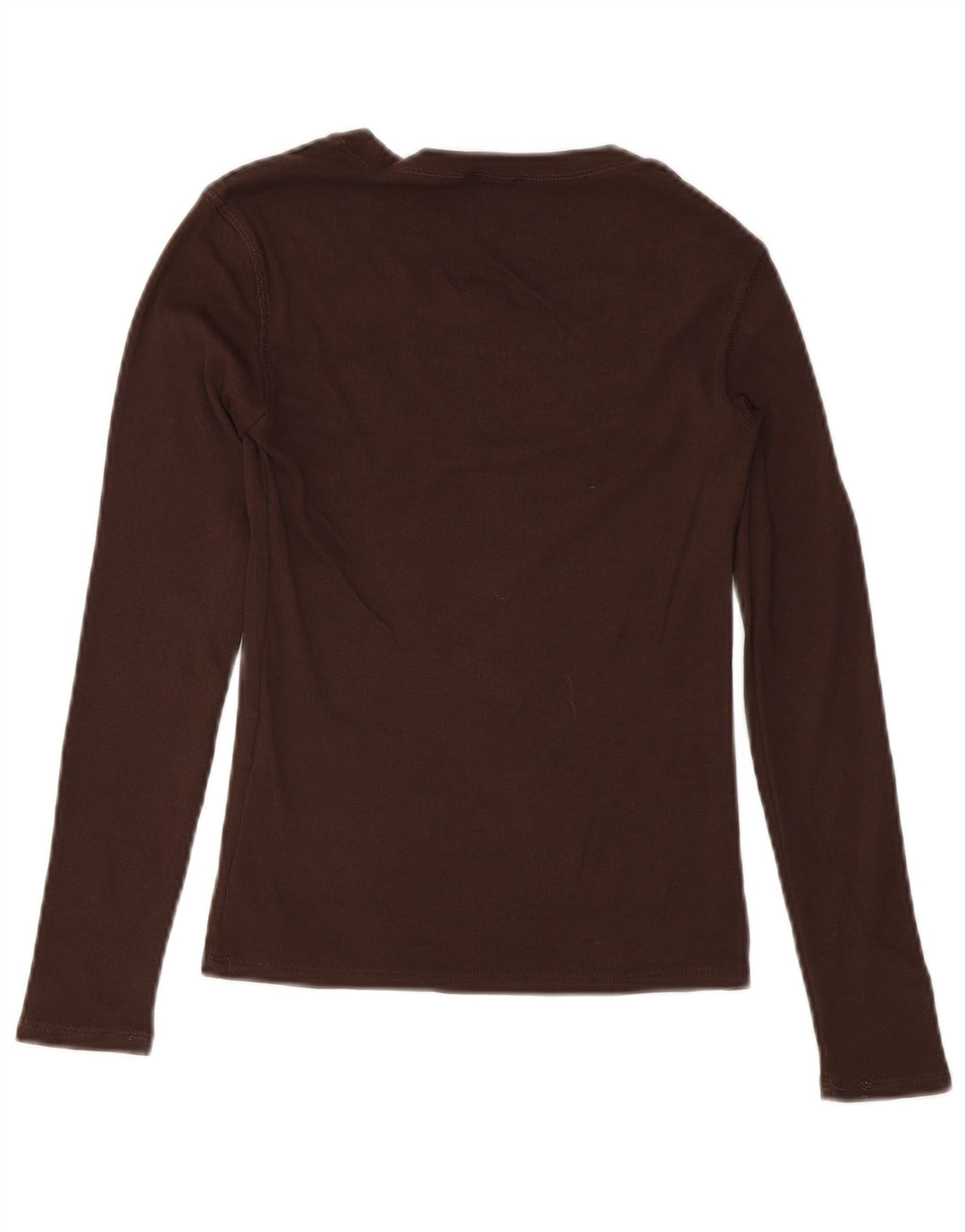 Zara Femme Top Manches Longues UK 12 Coton Marron Moyen