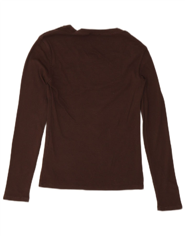 Zara Femme Top Manches Longues UK 12 Coton Marron Moyen