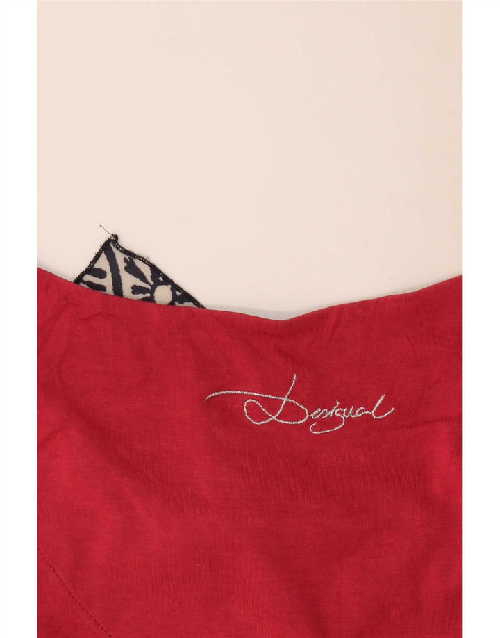 Desigual Womens Graphic T-Shirt Top UK 16 Grand Rouge Patchwork