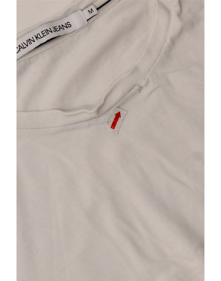 CALVIN KLEIN T-Shirt Femme UK 14 Medium Blanc