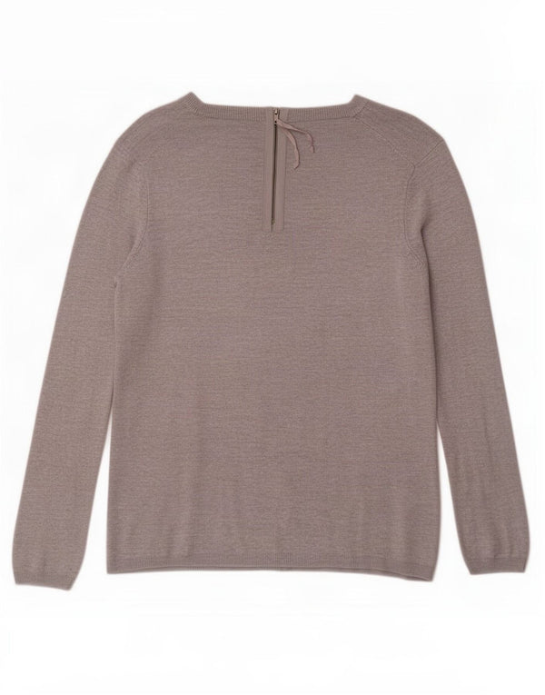 Zara Femme Pull Col Bateau UK 14 Grand Gris Moucheté