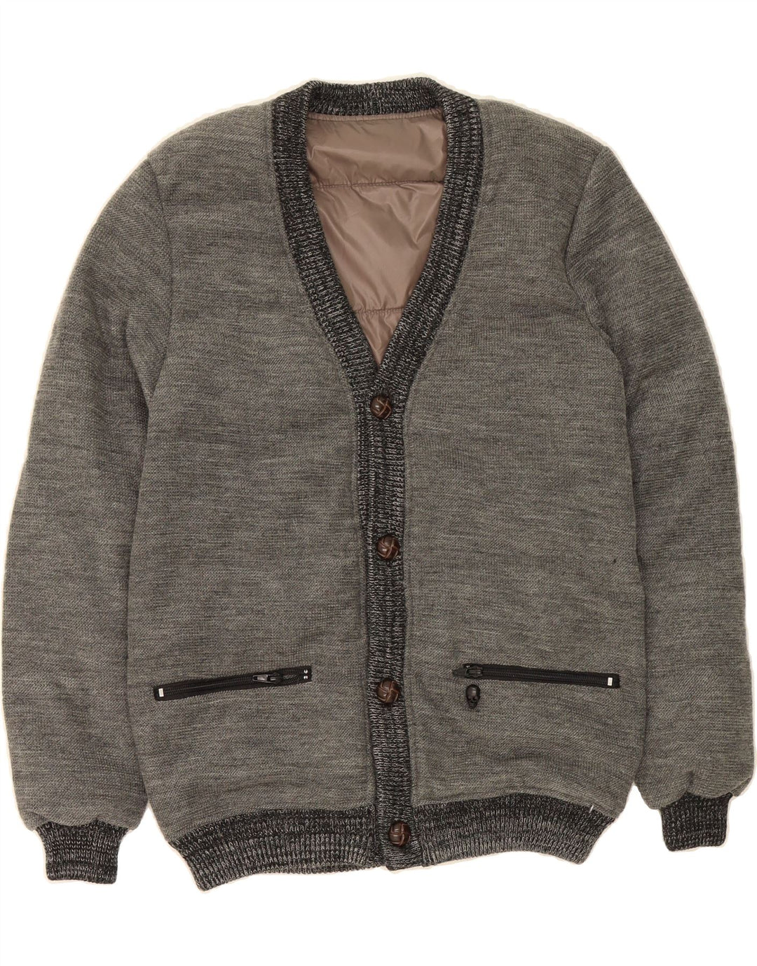 VINTAGE Womens Cardigan Sweater UK 14 Large Grey Vintage Vintage and Second-Hand Vintage from Messina Hembry 