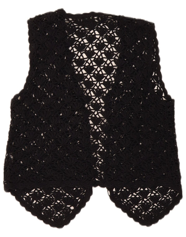 Premode Womens Crop Crochet Cardigan Top UK 12 Moyen Noir Coton