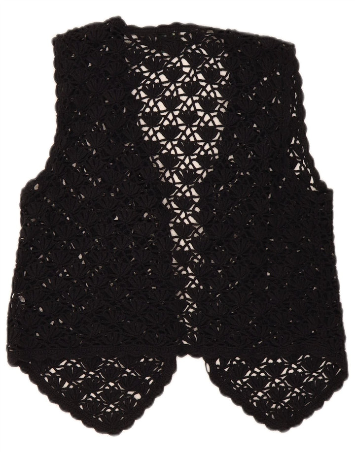 Premode Womens Crop Crochet Cardigan Top UK 12 Moyen Noir Coton
