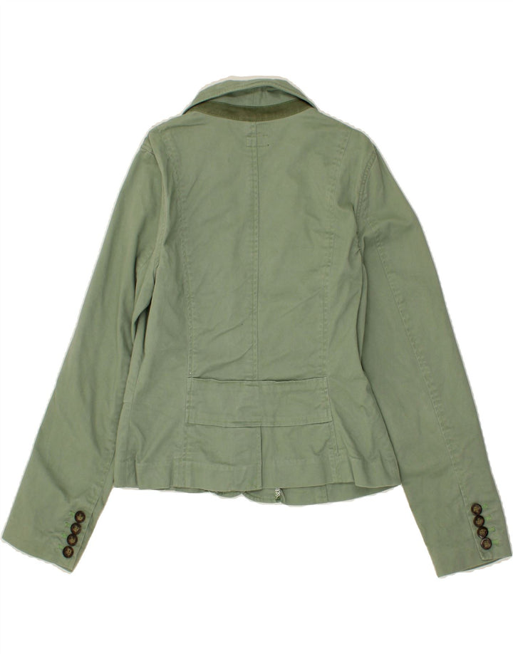 MOSSIMO Womens 2 Button Blazer Jacket UK 14 Medium Green Cotton Vintage Mossimo and Second-Hand Mossimo from Messina Hembry 