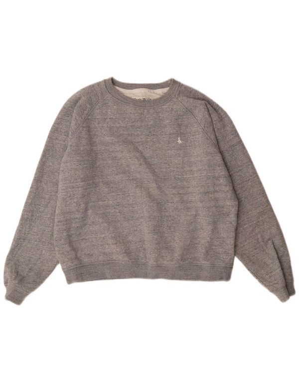 Jack Wills Sweat-shirt court pour femme UK 14 Grand coton moucheté gris