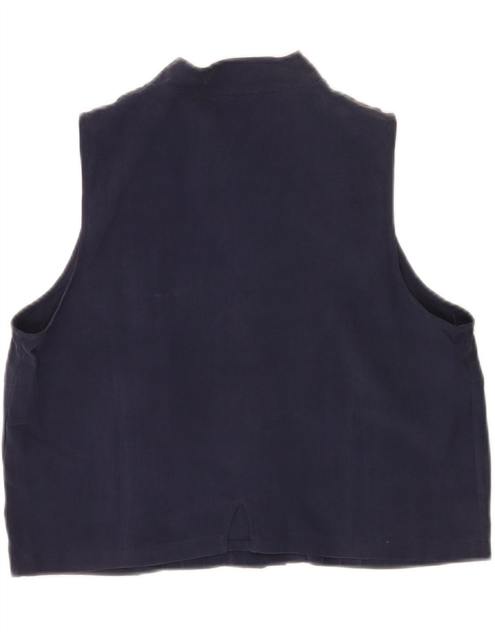 Chemisier court sans manches pour femme, taille 40, bleu marine moyen, en soie