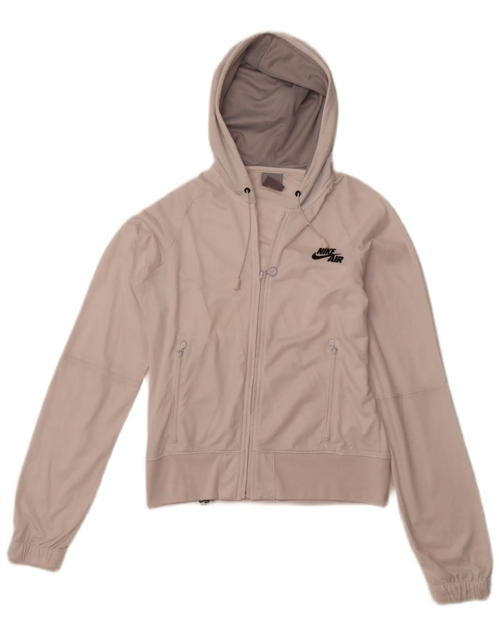 NIKE Pull à capuche zippé pour femme UK 10/12 Blanc moyen