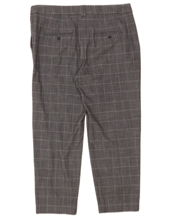 Marks & Spencer Pantalon court pour homme UK 14 Large W34 L26 Gris pied-de-poule