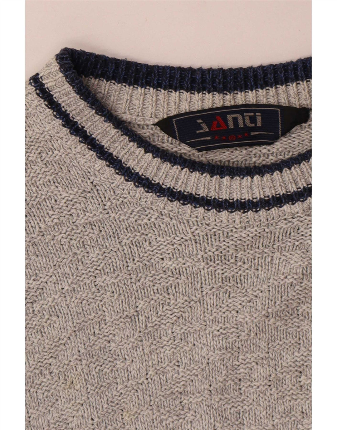 Pull vintage à col rond pour homme Gris moyen Colourblock